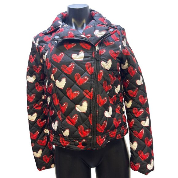 Blugirl Folies Quilted Heart Print Jacket Black & Red - Picture 1 of 8